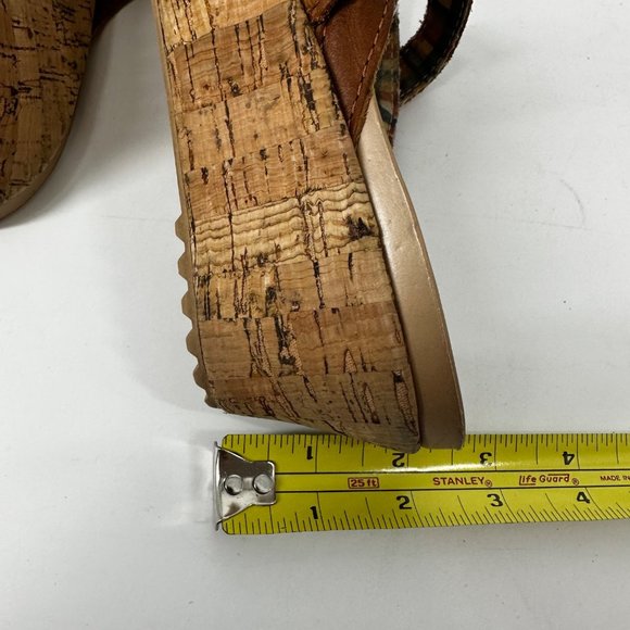 Crocs Sandals Brown Leather A-Leigh Cork Low Wedge Size 8 Slip On - Picture 8 of 11